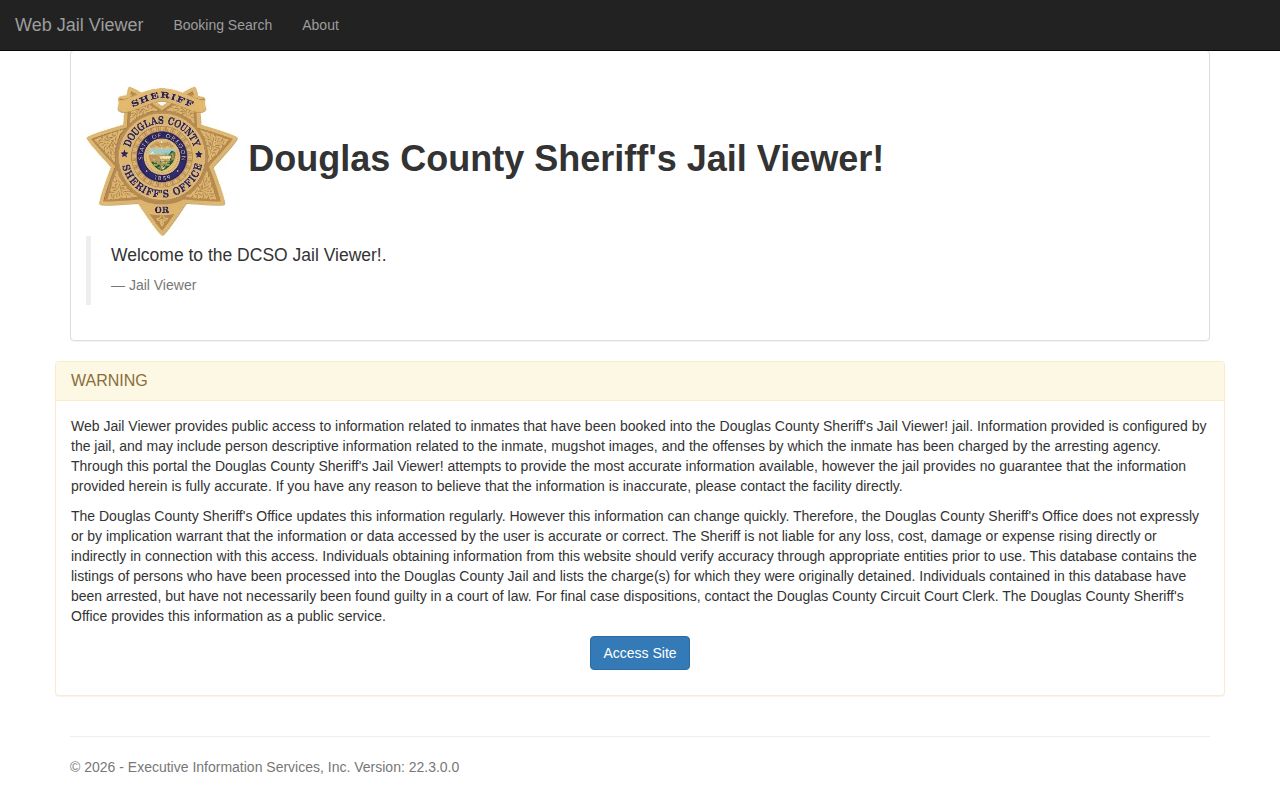 Douglas County Jail release search viewer landing page